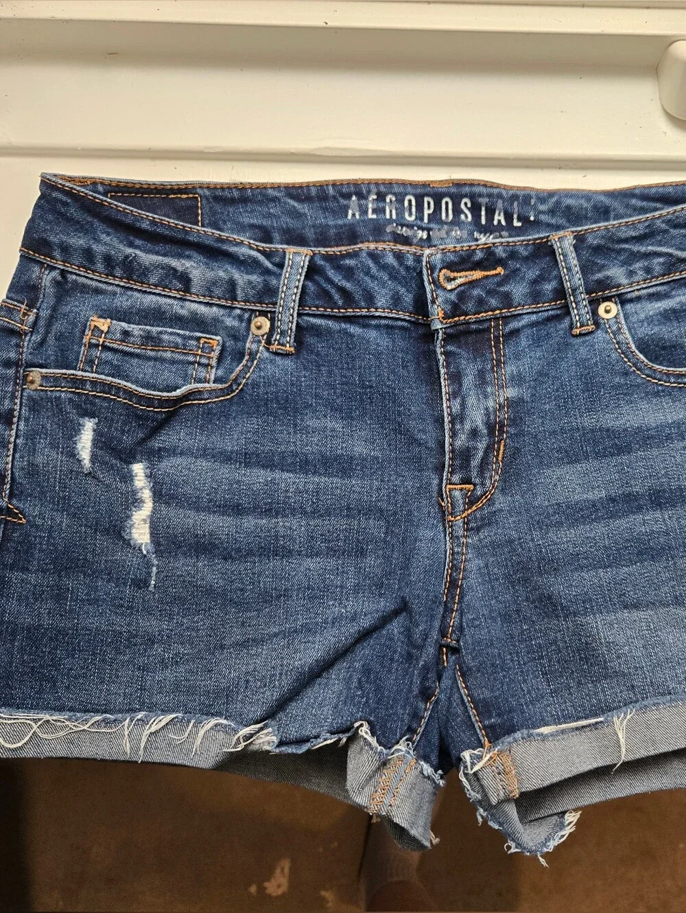 Aeropostale Distressed Denim Cutoff Shorts - Blue